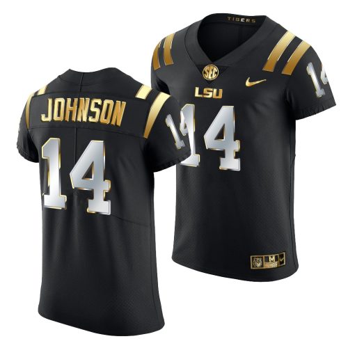 LSU Tigers Max Johnson #14 Black Golden Edition Jersey 2021-22 Elite Football