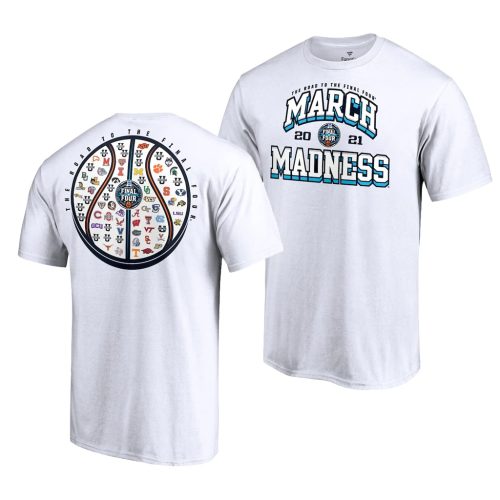 NCAA 2021 March Madness White 68-Team Group T-Shirt 2021 March Madness